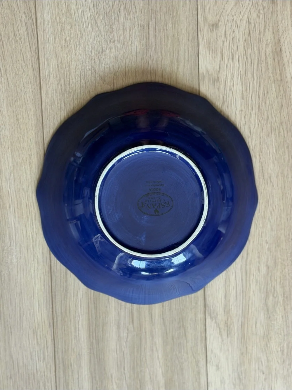 Hand-Painted Floral Ceramic Serving Bowl - Blue, Green, Yellow, Red